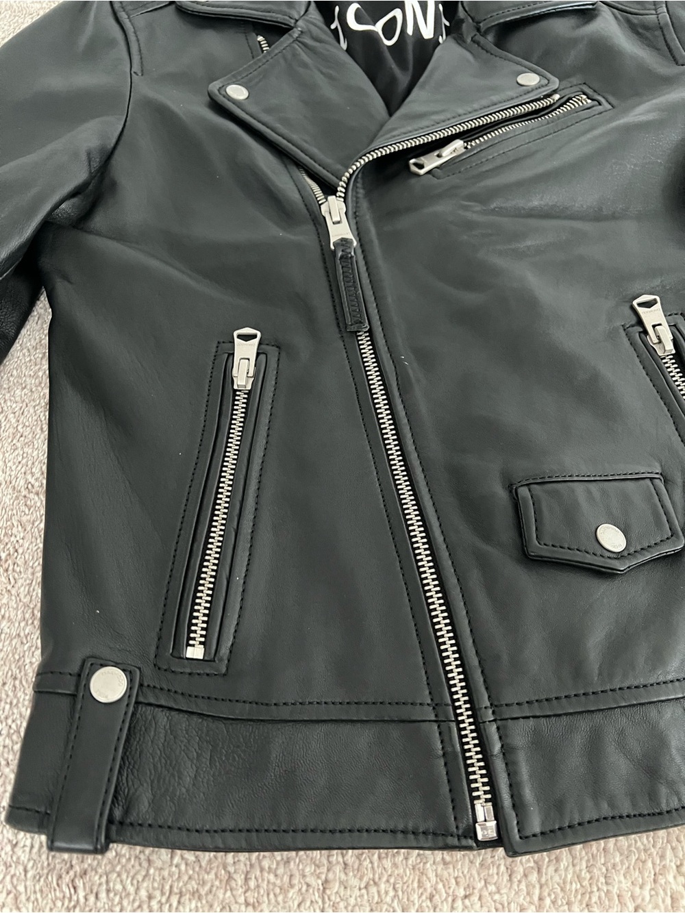 OAKWOOD “ICONIC” Authentic Lambskin Leather Biker Jacket – Men’s Size Small - Picture 10 of 17